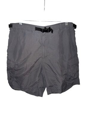 REI Mens Grey 100% Nylon Belted Hiking Shorts
